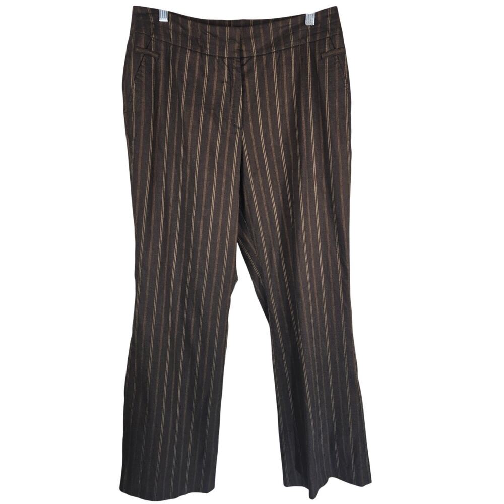 Faconnable Linen Blend Shades of Brown Work Casual Women's Pants 8